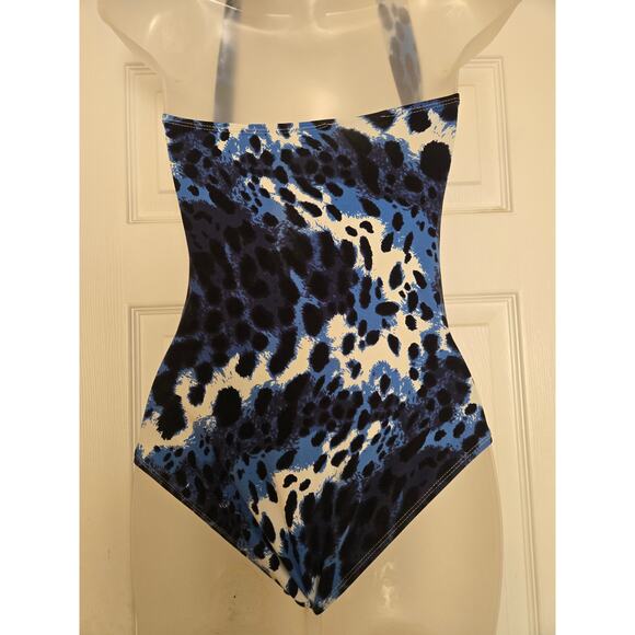 Tommy Bahama 1 PC Blue Animal Leopard Print Tankini Style Swimsuit, Small - Picture 4 of 7